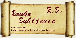 Ranko Dubljević vizit kartica
